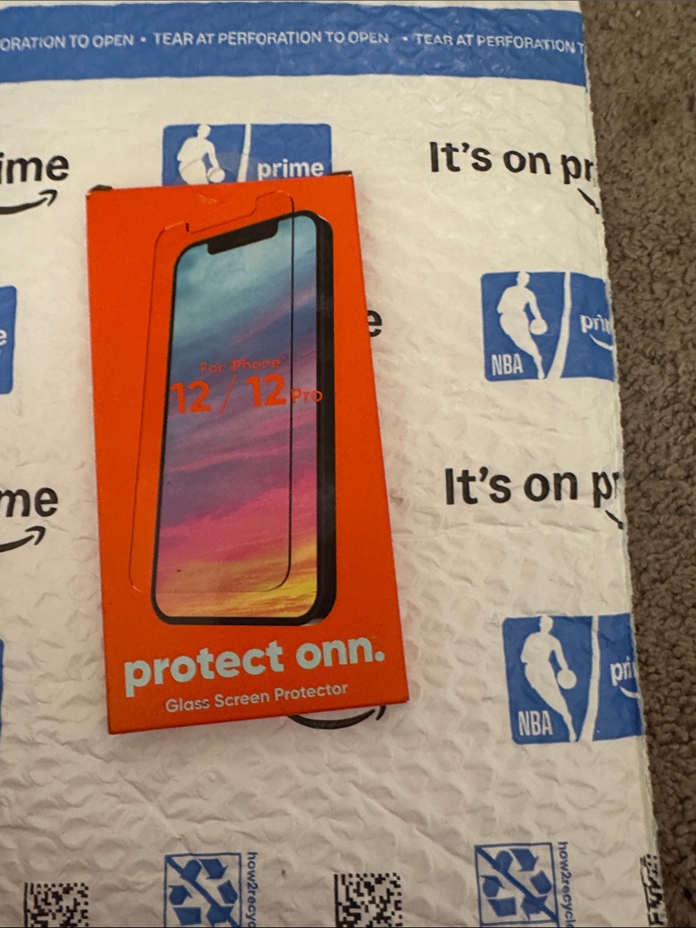 protect onn. Orange Tempered Glass Screen Protector for iPhone 12 / 12 Pro